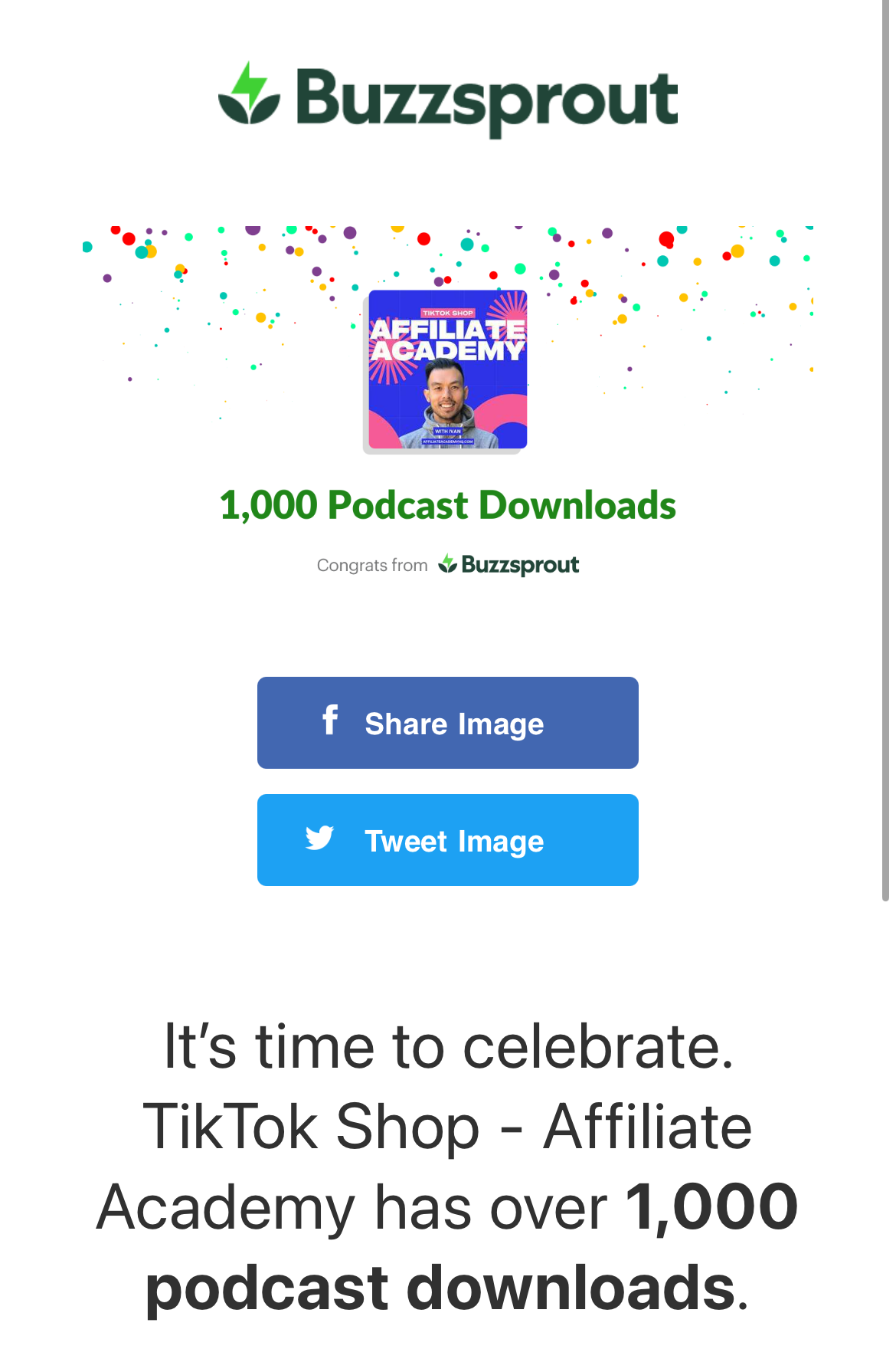 Podcast — Buzzsprout 1,000 downloads milestone